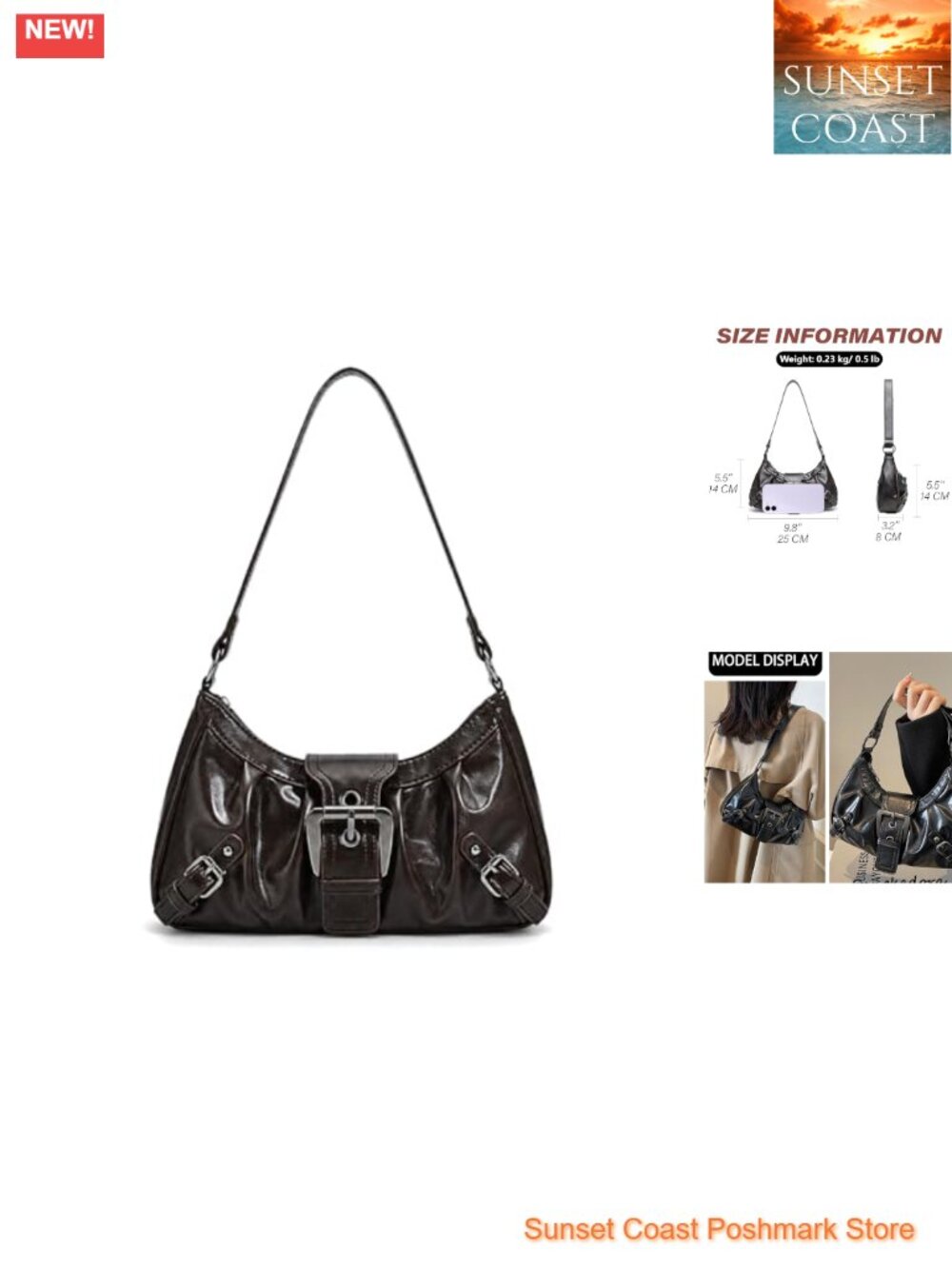 Y2K Trendy Small Hobo Shoulder Bag Vegan Leather Top Handle Clutch Purse